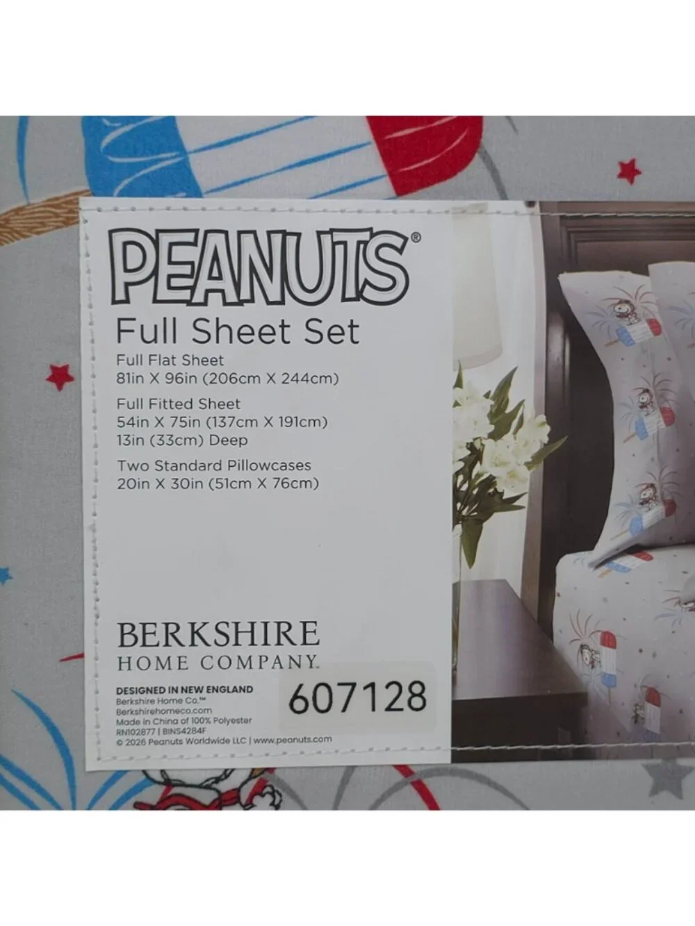 Peanuts Snoopy Full Double Sheet Set By Berkshire Fireworks Popsicles Summer USA